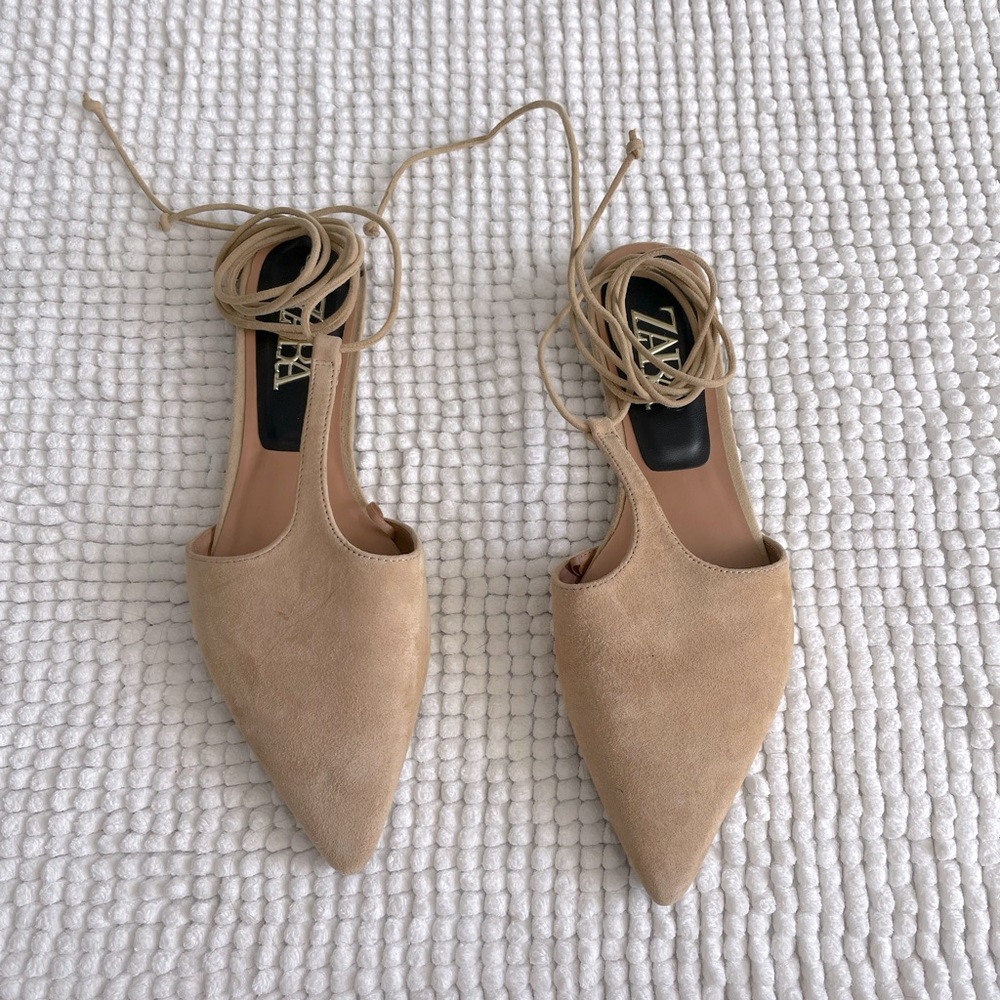 Zara lace up flats size 38